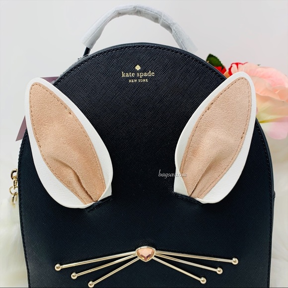 Rabbit sammi backpack bunny black Kate Spade white - Picture 2 of 8